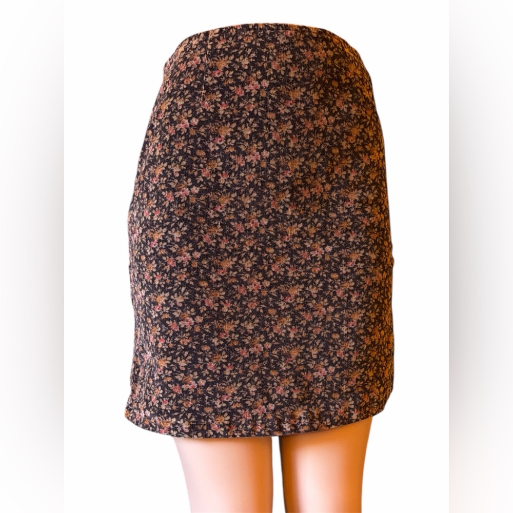 Cottage witch dark Floral corduroy Patterned pencil Skirt mini corduroy skirt